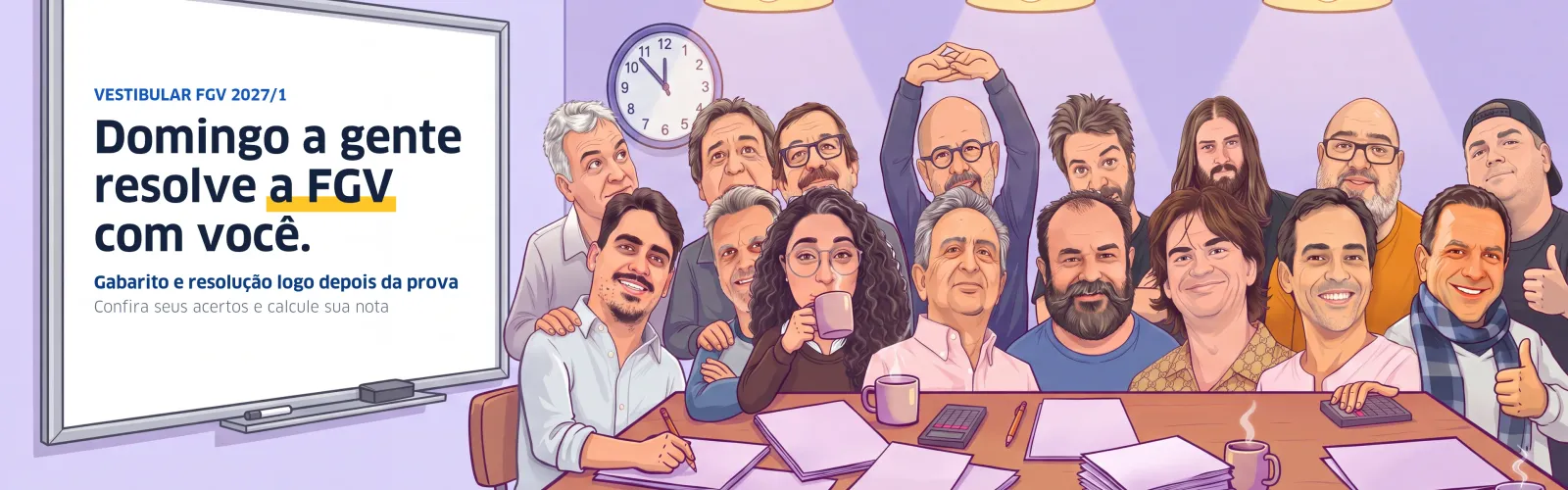 Vestibular FGV 2027/1: domingo a gente resolve a FGV com você, gabarito e resolução logo depois da prova