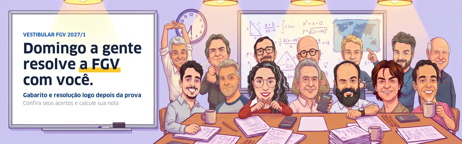 Vestibular FGV 2027/1: domingo a gente resolve a FGV com você, gabarito e resolução logo depois da prova